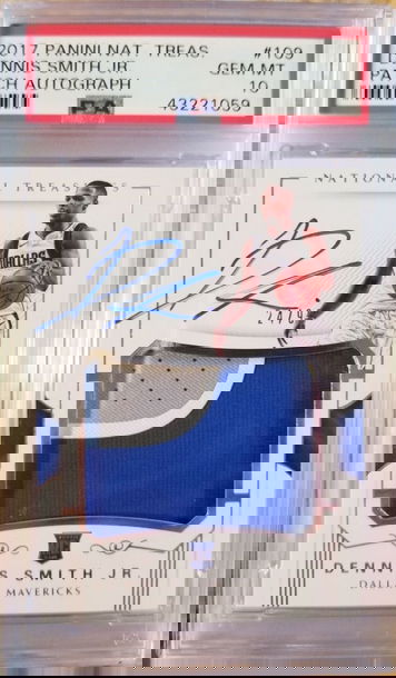 DENNIS SMITH JR 2017-18 NATIONAL TREASURES #/99 PATCH RC ROOKIE AUTO PSA 10 GEM