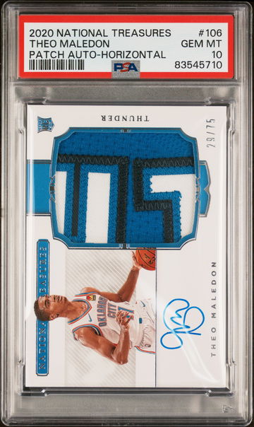2020 Panini National Treasures Theo Maledon #106 RC Patch Auto /75 PSA 10