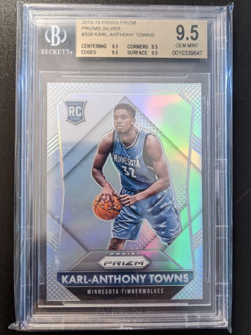 2015-16 Prizm Karl-Anthony Towns #328 Rc Silver Prizms BGS 9.5 True Gems