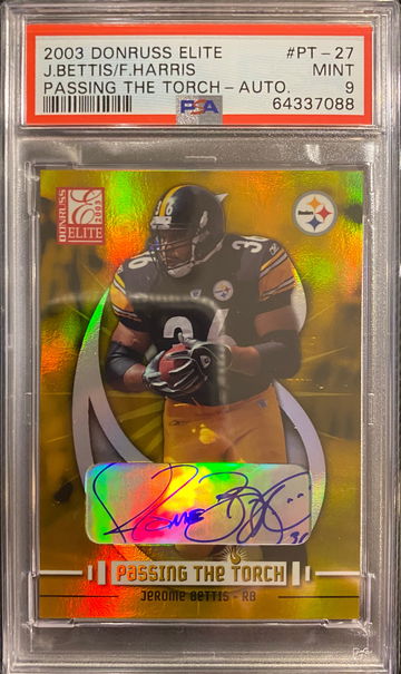 2003 Donruss Elite Passing The Torch Auto #PT-27 Franco Harris/Jerome Bettis PSA 9