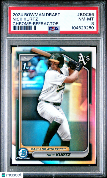 2024 Bowman Draft Nick Kurtz #BDC56 Chrome Refractor PSA 8