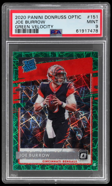 2020 Donruss Optic Joe Burrow Rated Rookie Green Velocity PSA 9 RC