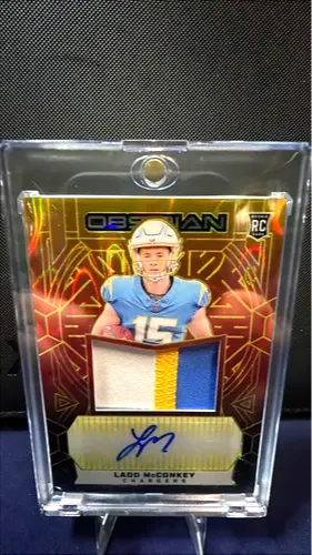 2025 Panini Obsidian Ladd McConkey #RJJ-LMY Holofoil /28 RC Patch