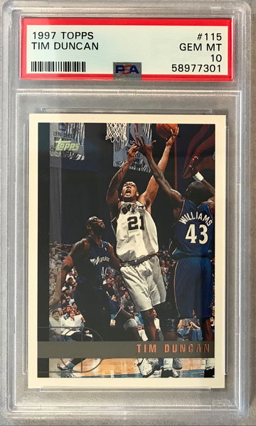 Tim Duncan 1997 Topps Rookie #115 - PSA 10 Gem Mint - Spurs