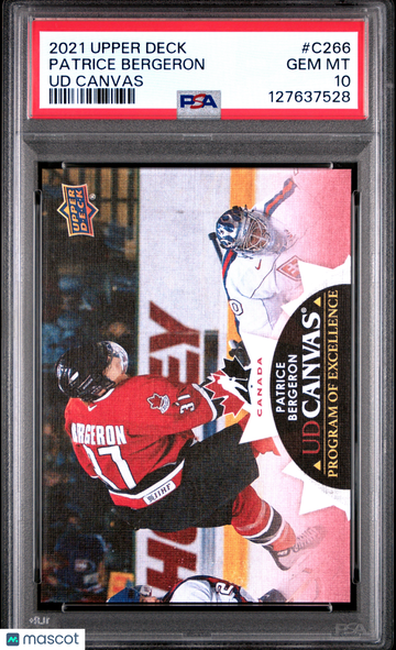2021-2022 Upper Deck UD Canvas Patrice Bergeron #C266 PSA 10