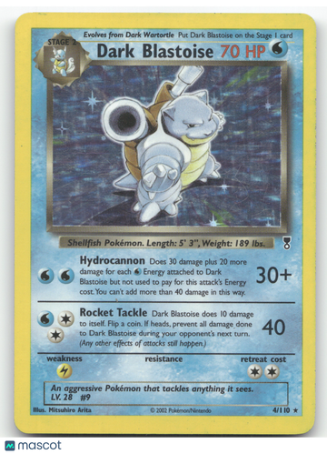 2002 Legendary Collection Dark Blastoise Holo Rare #4/110