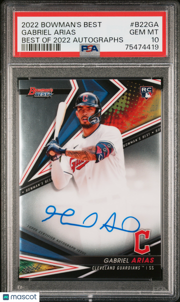 2022 Bowman's Best Best Of 2022 Autographs Gabriel Arias #B22GA PSA 10