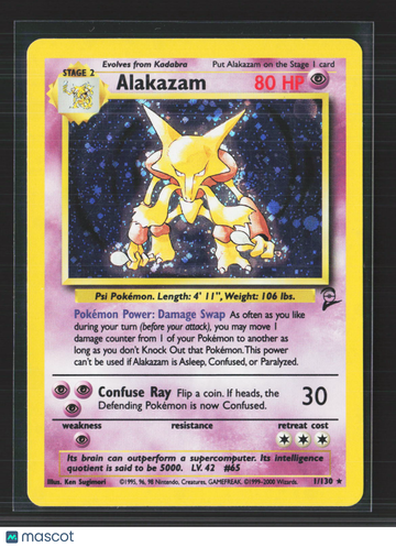 2000 Base Set 2 Alakazam Holo Rare #1/130