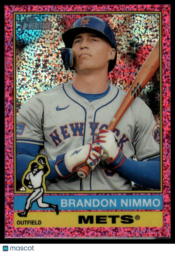 2025 Topps Heritage Brandon Nimmo #37 Chrome Pink Sparkle Refractor