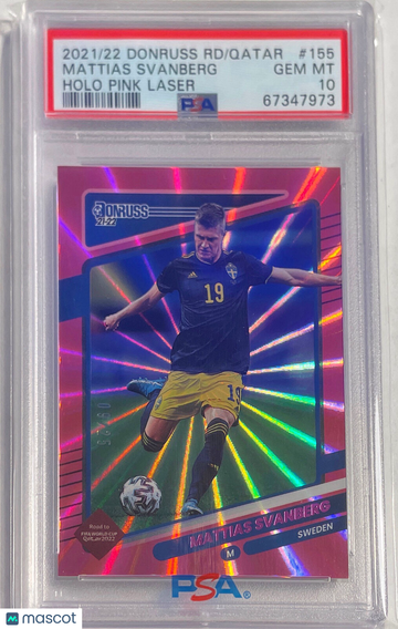 2021 Panini Donruss Road To Qatar Mattias Svanberg #155 Holo Pink Laser PSA 9