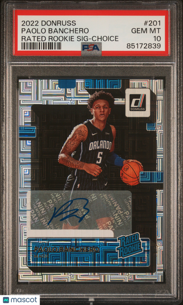 2022 Panini Donruss Paolo Banchero #201 Rated Rookie SIG Choice PSA 10
