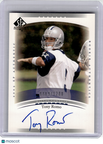 2003 SP Authentic Tony Romo #217 0809/1200