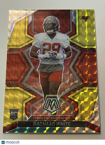 2022 Panini Mosaic Rachaad White #345 Red & Yellow Fusion Choice Mosaic Rookie