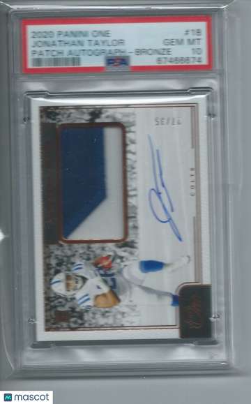 2020 Panini One Jonathan Taylor #18 Patch Autograph Bronze PSA 10