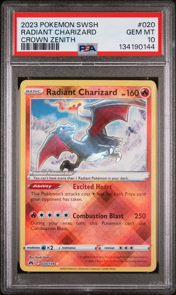 2023 Pokemon Sword and Shield Crown Zenith Radiant Charizard #20 PSA 10