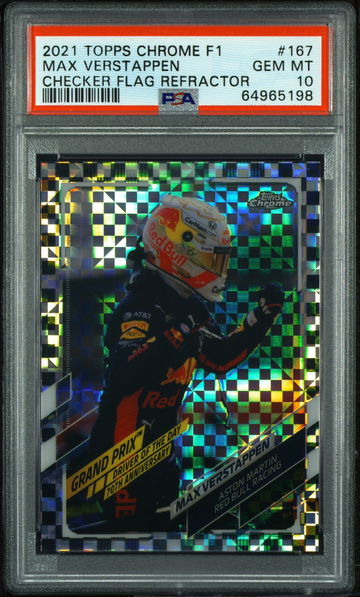 💎🔥 2021 Topps Chrome Checker Flag F1 167 MAX VERSTAPPEN PSA 10 GEM MINT 🇳🇱🏎