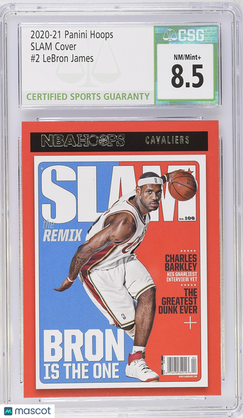 2020-21 Panini Hoops LeBron James #2 SLAM Cover CGC 8.5