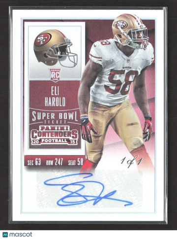 2015 Panini Contenders Football Eli Harold #130 Super Bowl Ticket /1 RC