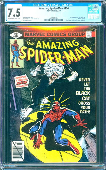 Amazing Spider-Man #194 (1979) CGC 7.5 -- O/w to white; 1st app. of Black Cat