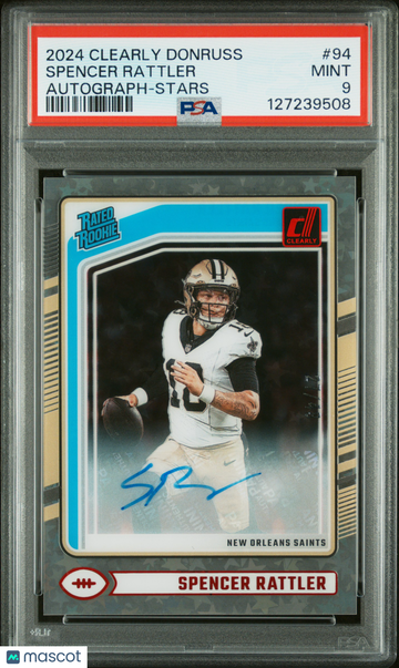 2024 Panini Clearly Donruss Spencer Rattler #94 Autograph Stars /98 PSA 9
