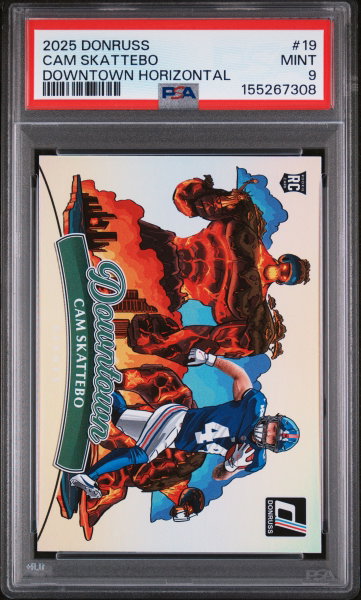 2025 Panini Donruss Downtown Horizontal Cam Skattebo #19 PSA 9