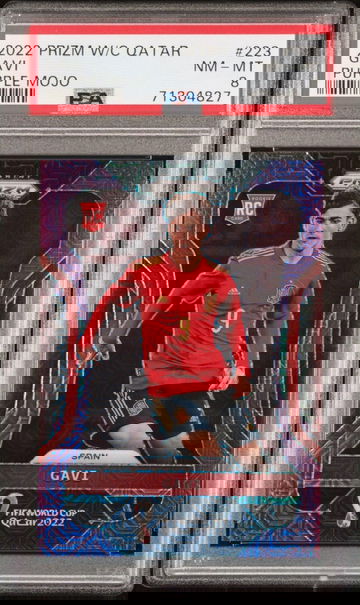 2022 Panini Prizm World Cup Gavi 223 Purple Mojo RC Rookie #/49 PSA 8