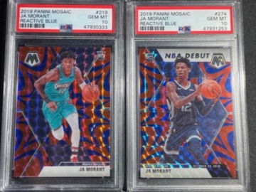 (2) Card PSA 10 LOT: JA MORANT Mosaic Blue Reactive RC & Debut Blue Reactive RC