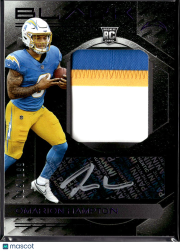 Omarion Hampton 2025 Panini Black RC Patch Auto Los Angeles Chargers