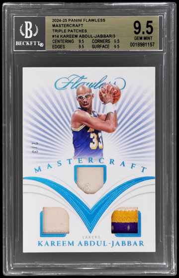 2024 Panini Flawless Kareem Abdul-jabbar Mastercraft Triple Patches BGS 9.5