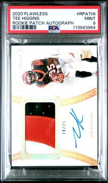2020 Flawless | Rookie Tee Higgins | Rookie Patch Autograph (True RPA) | #RPATHI | PSA 9 | 24/25