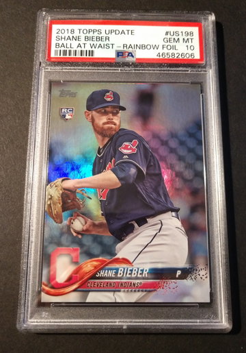2018 Topps Update Rainbow Foil Shane Bieber #US198 PSA 10