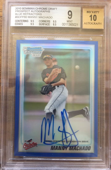 Manny Machado blue refractor BGS 9 auto 10