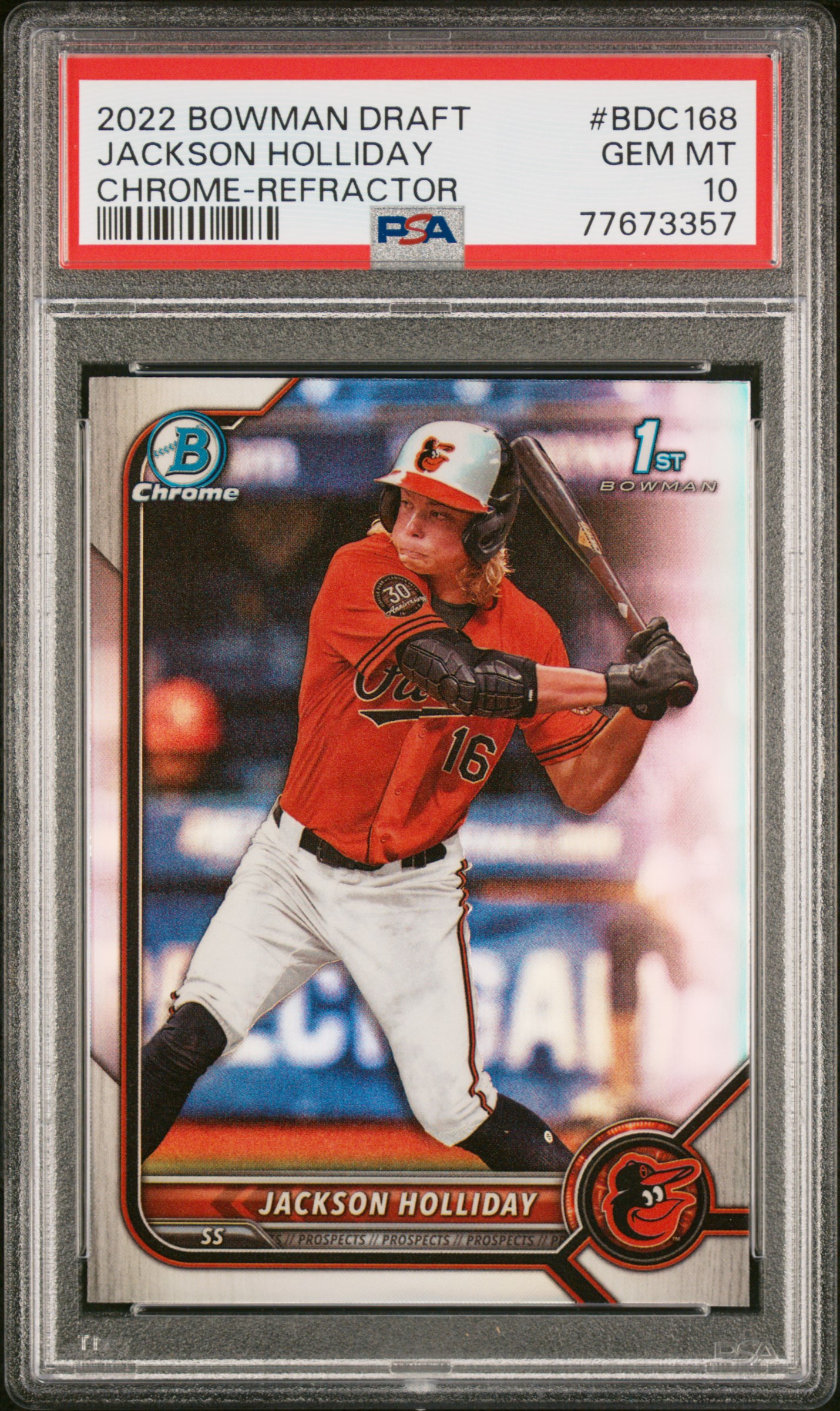 PSA 10 2022 Bowman Draft #BDC168 Jackson Holliday 1st Chrome Refractor