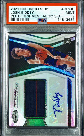 2021 Panini Chronicles draft Josh Giddey Freshman Fabric Certified RPA Auto /99 PSA 9 Mint RC
