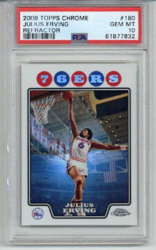 2008 TOPPS CHROME REFRACTOR #180 JULIUS DR. J ERVING 76ERS PSA 10 LOW POP