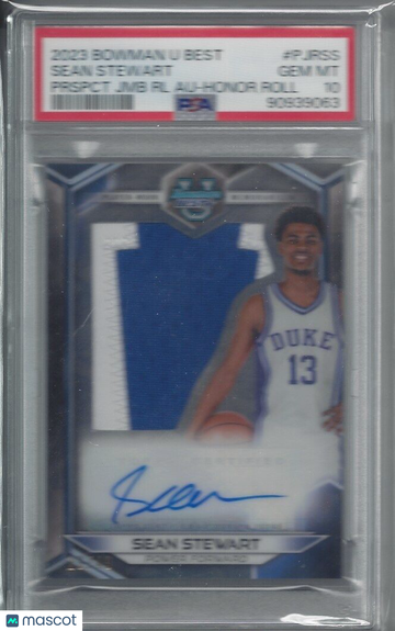 2023 Bowman University Best Prospect Jumbo Relic Autographs Sean Stewart #PJRSS Prspct JMB RL Honor Roll PSA 10