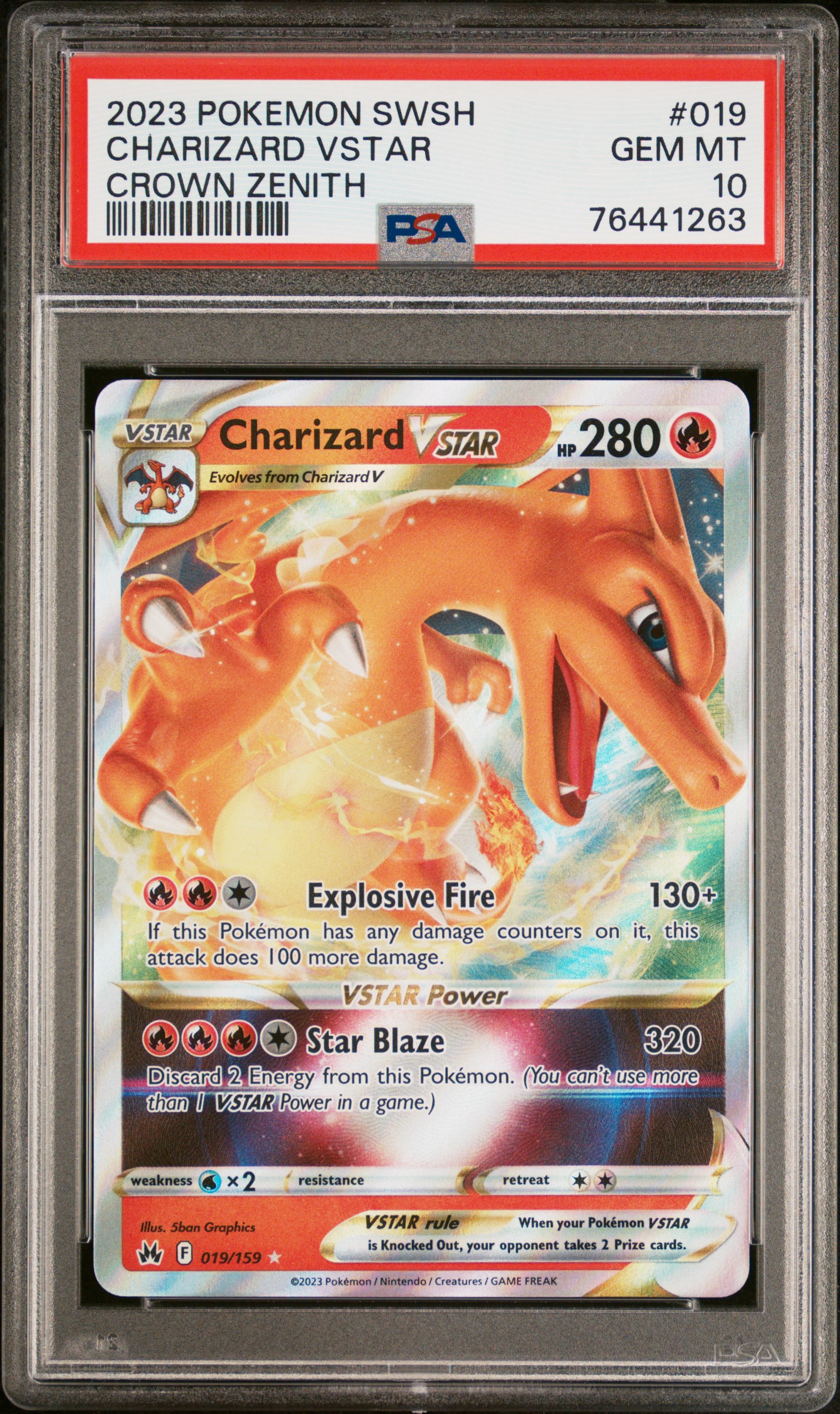 2023 Pokemon Sword And Shield Crown Zenith  Charizard Vstar #019  PSA 10