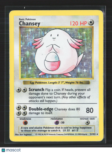 1999 Base Set Chansey Holo Rare #3/102
