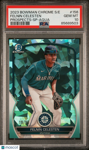 2023 Bowman Chrome Sapphire Edition Prospects Felnin Celesten #156 Aqua /99 PSA 10