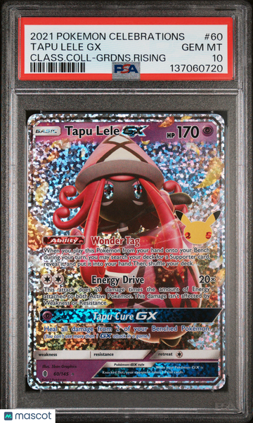 2021 Pokemon Celebrations Classic Collection Tapu Lele GX Class.Coll-Grdns.Rising PSA 10 #60