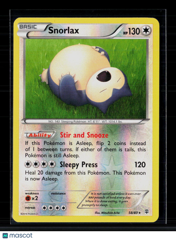 Pokemon 2016 Generations Snorlax #58/83