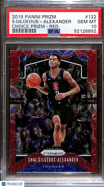 2019 Panini Prizm S. Gilgeous-Alexander #122 Choice Red PSA 10