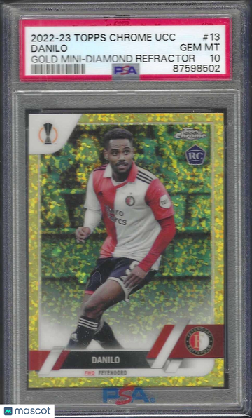 2022-23 Topps Chrome UEFA Club Competitions Danilo #13 Gold Mini Diamond PSA 10