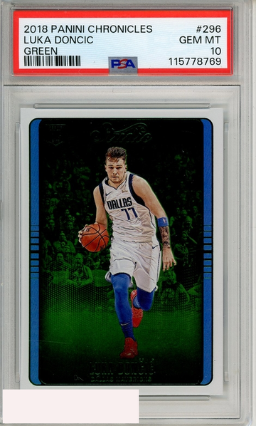 2018 PANINI CHRONICLES LUKA DONCIC #296 GREEN PSA 10 GEM MT  RC