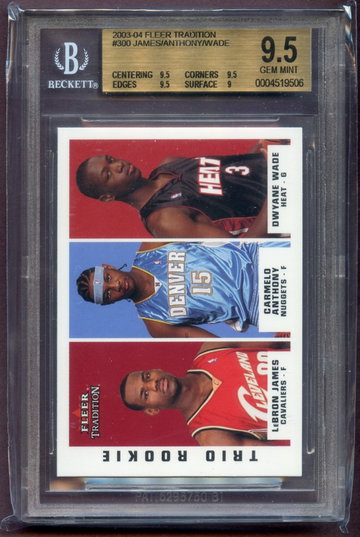 LEBRON JAMES DWYANE WADE CARMELO ANTHONY 2003 Fleer Trio  #300 Rookie BGS 9.5 