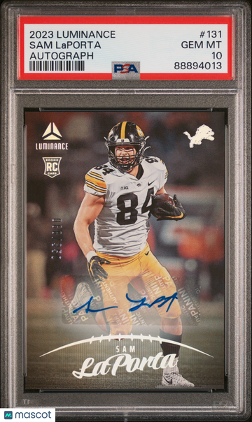 2023 Panini Luminance Sam Laporta #131 Autograph PSA 10