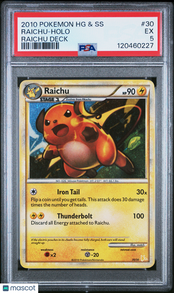 2010 Pokemon Heartgold & Soulsilver Raichu Deck Raichu Holo PSA 5 #30