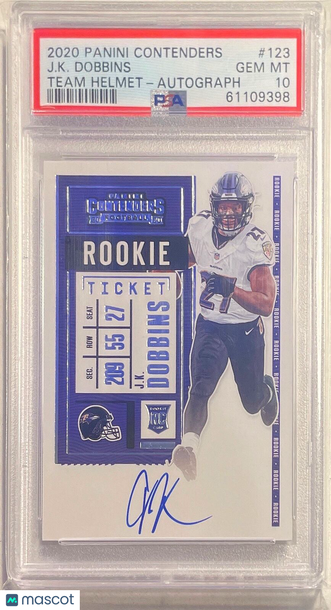 2020 Panini Contenders J. K. Dobbins #123 Variation Autograph PSA 10