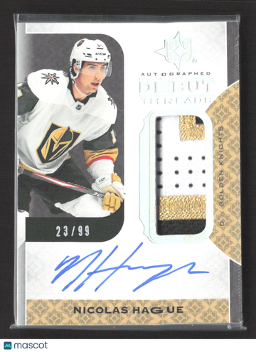 2020 Upper Deck Ultimate Collection Debut Threads Nicolas Hague #DT-NH /99 Patch Memorabilia
