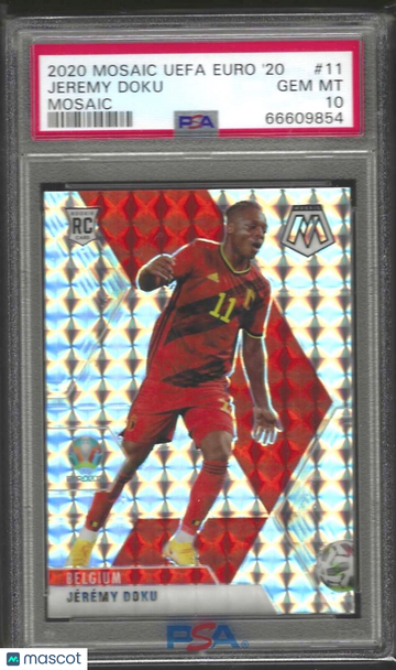2020 Panini Mosaic UEFA Euro 2020 Jeremy Doku #11 PSA 9